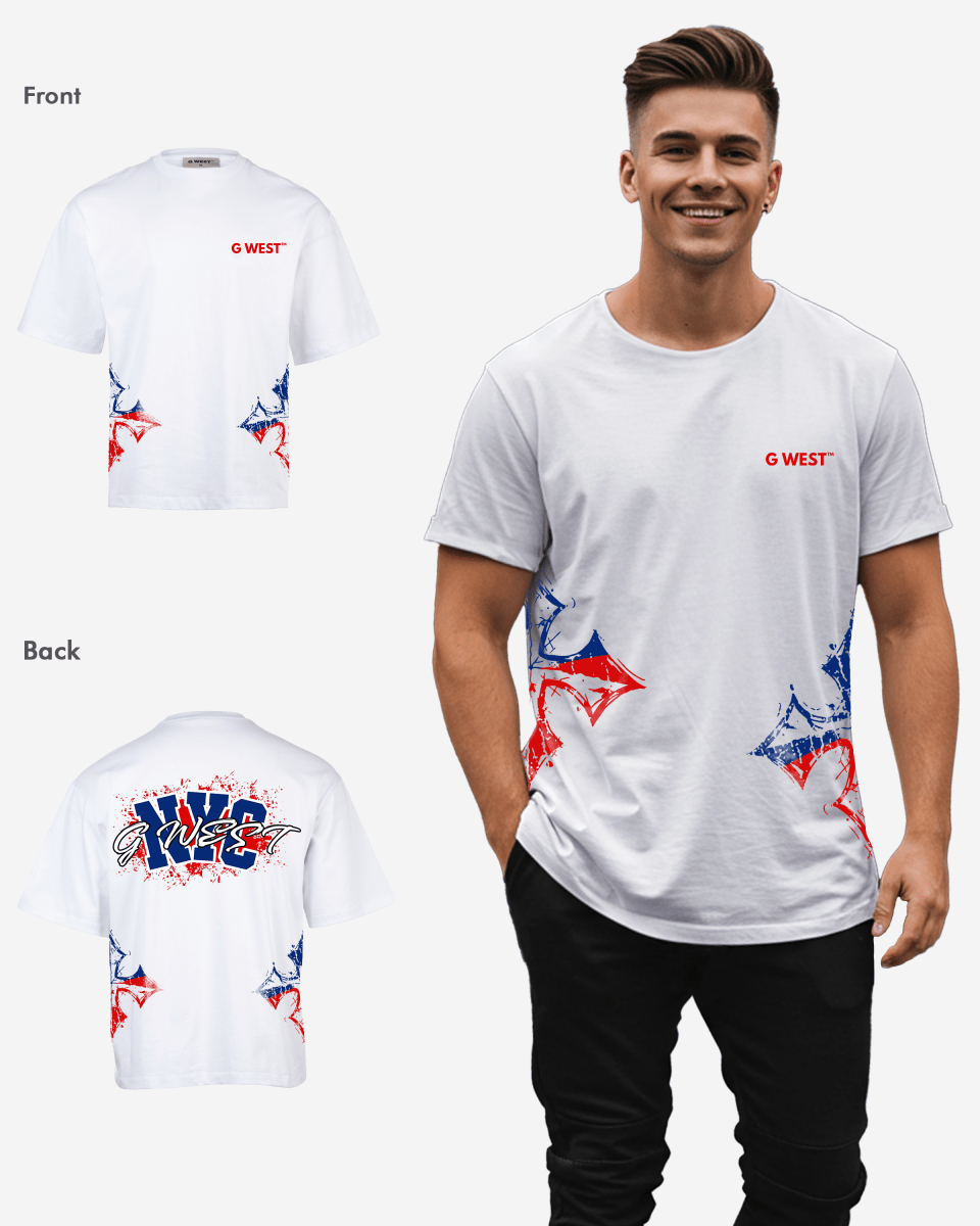 G West Nyc Blood Arch Logo Oversized T-Shirts - G West