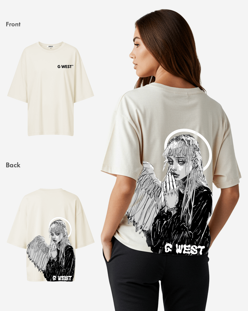 G West Oversized Angel Girl Tee - WOMEN - G West