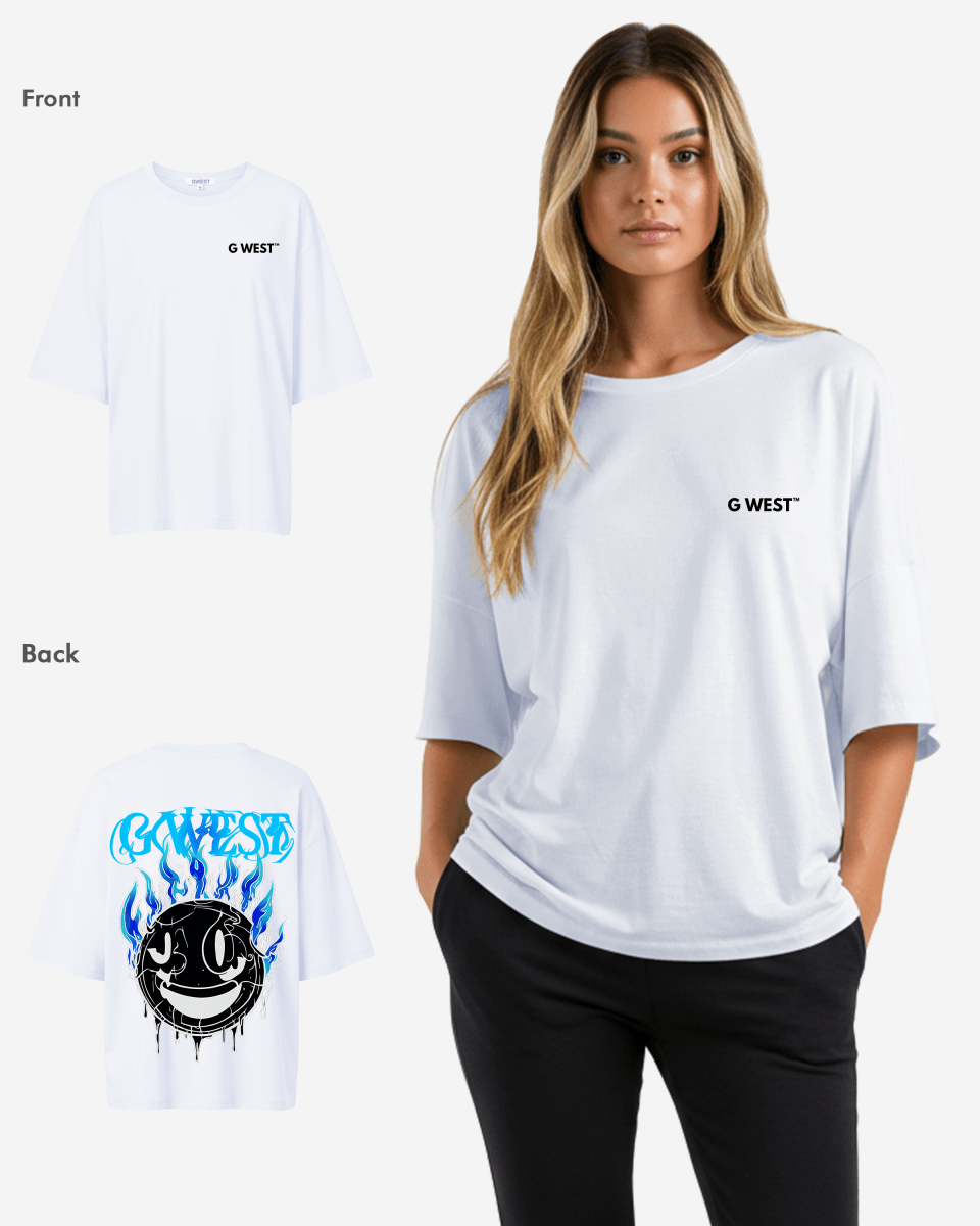 G West Oversized Aqua Smile Tee - WOMEN - G West