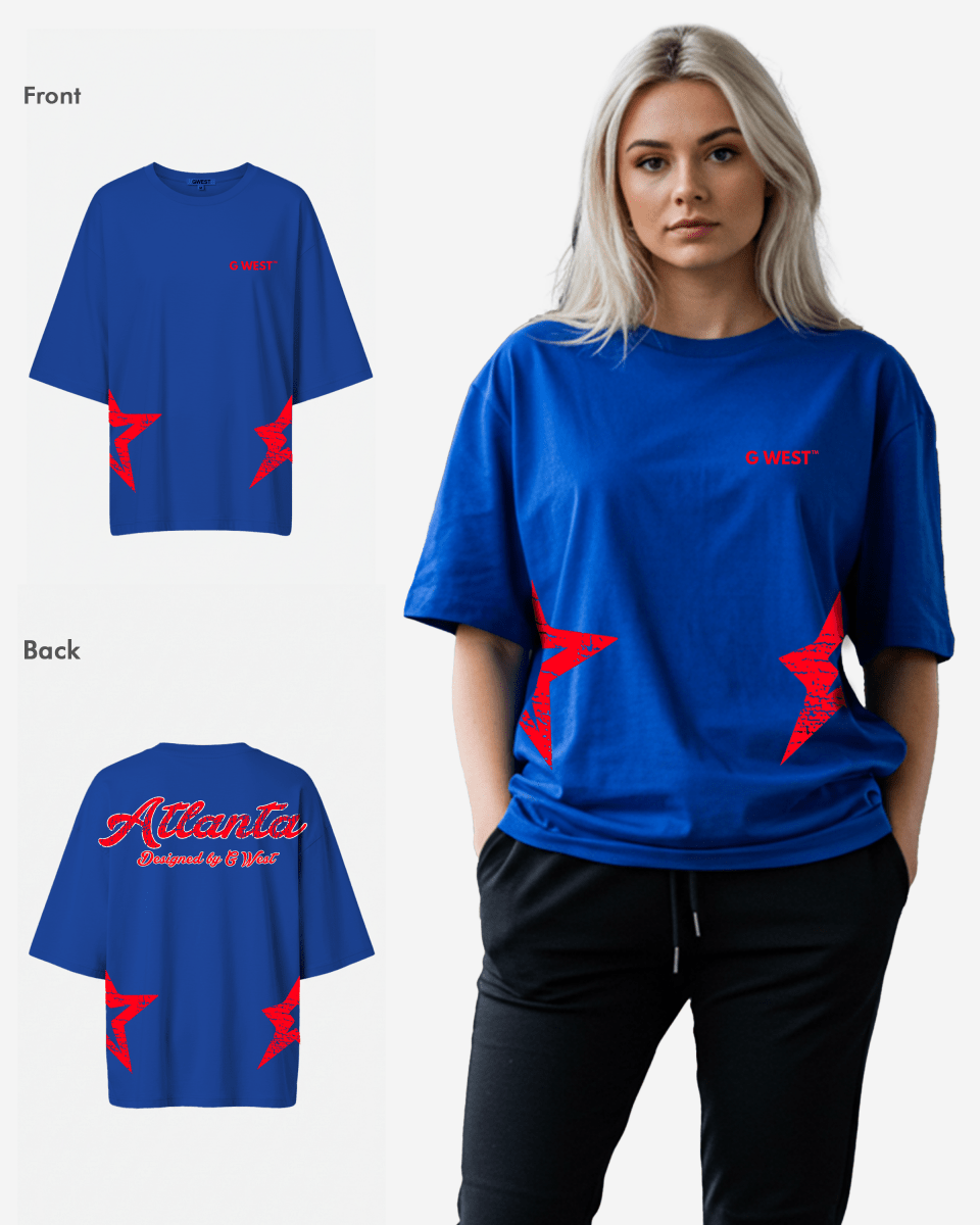 G West Oversized Atlanta Logo Royal Tee - WOMEN - G West