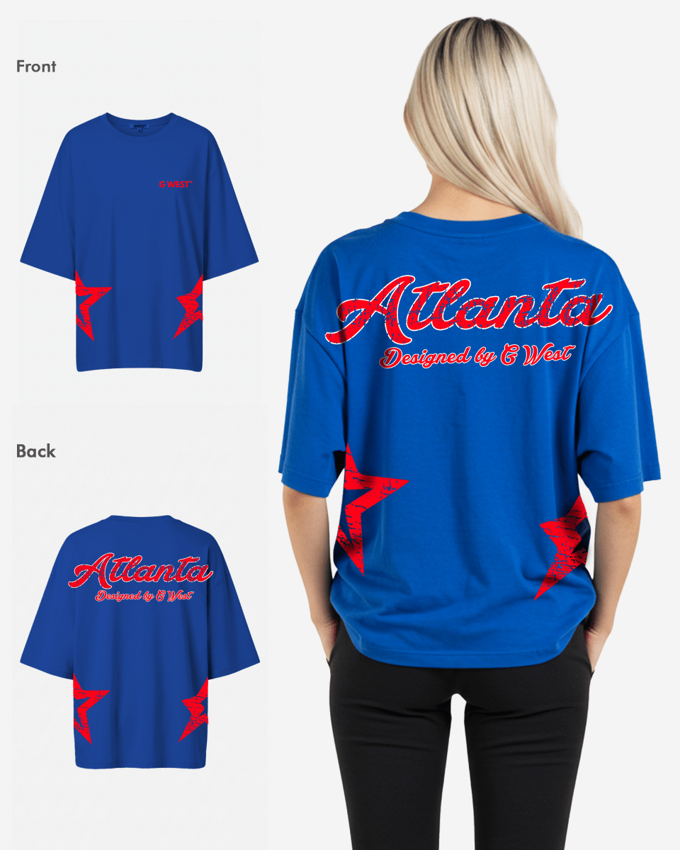 G West Oversized Atlanta Logo Royal Tee - WOMEN - G West