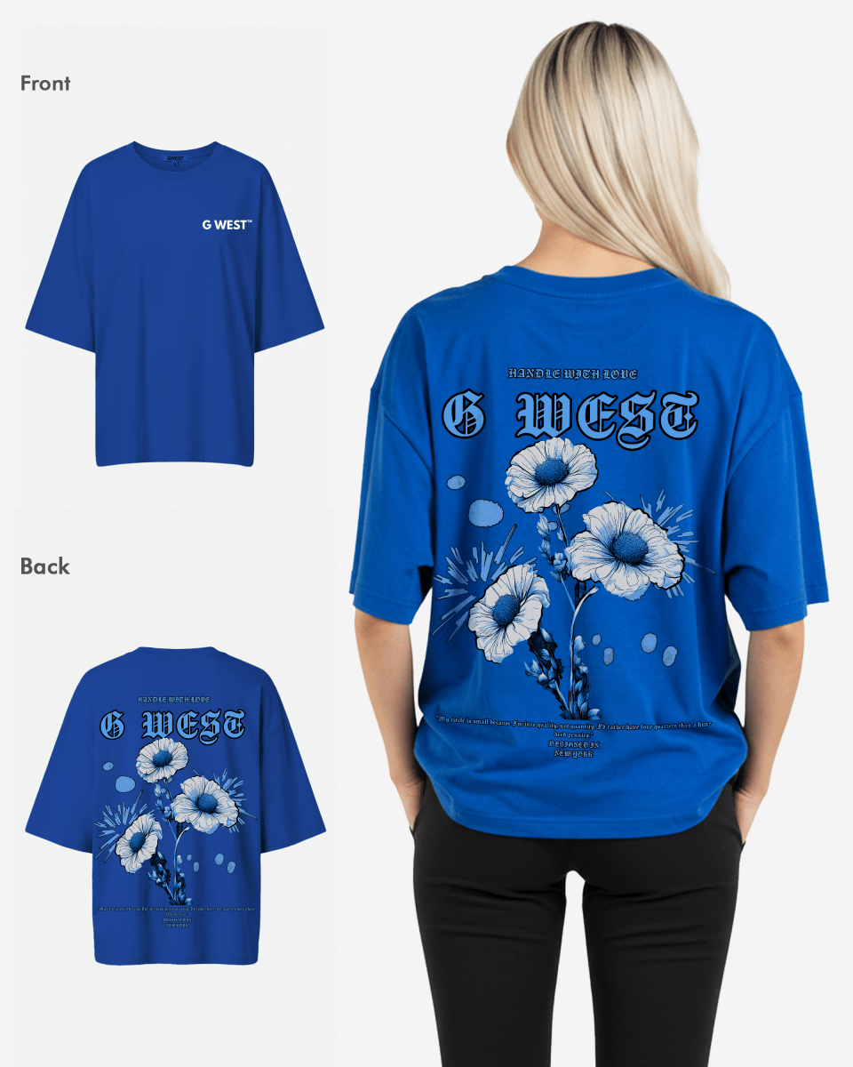 G West Oversized Blue Garden Tee - WOMEN - G West