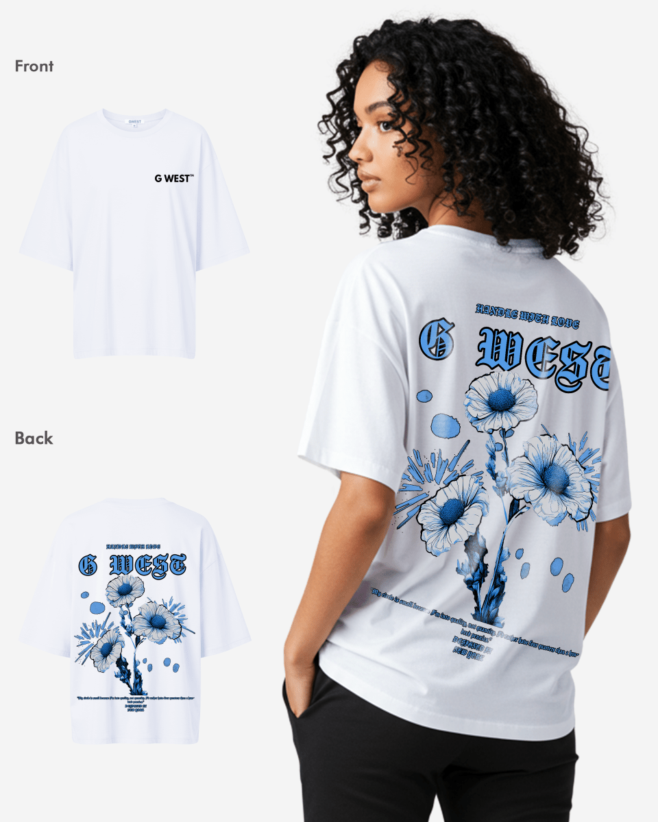 G West Oversized Blue Garden Tee - WOMEN - G West