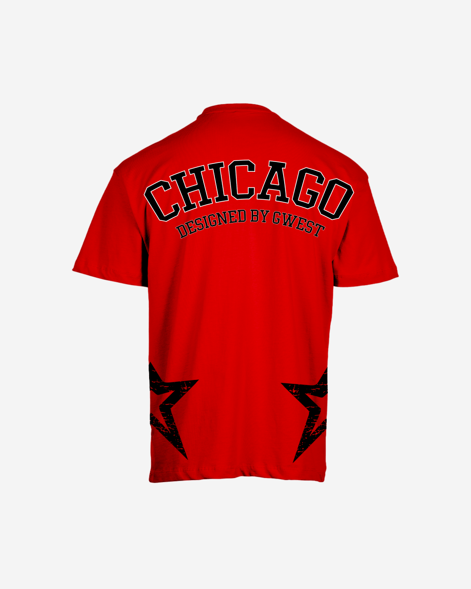 G West Oversized Chicago Arch Logo Red Tee - G West