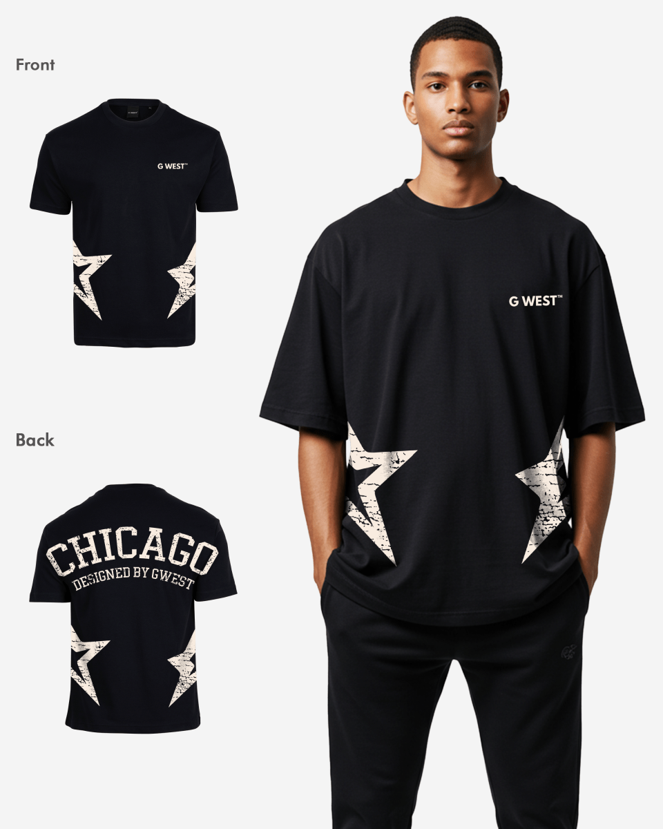 G West Oversized Chicago Arch Logo Tee Gwdtfl9054 - 2 Colors - G West