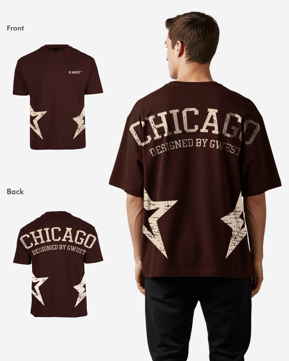 G West Oversized Chicago Arch Logo Tee Gwdtfl9054 - 2 Colors - G West