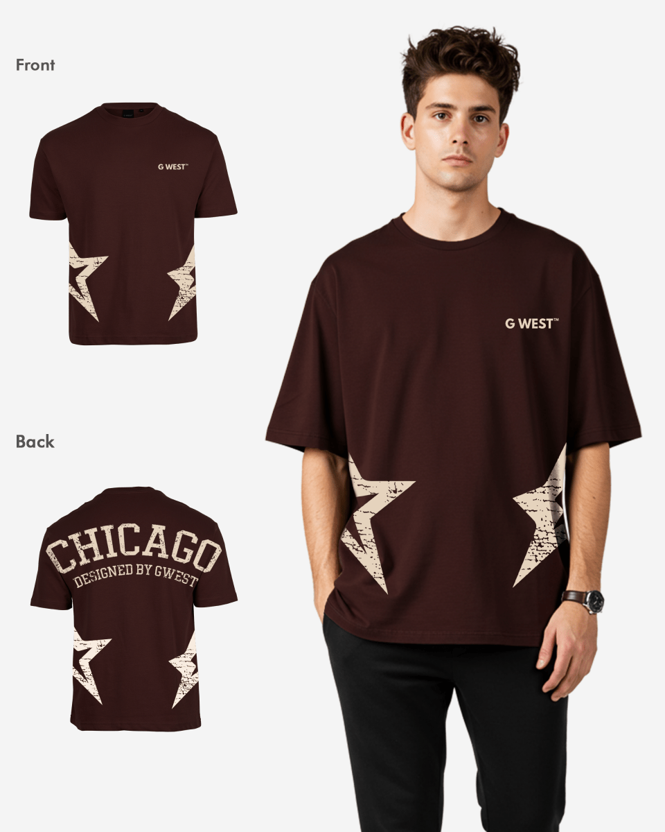 G West Oversized Chicago Arch Logo Tee Gwdtfl9054 - 2 Colors - G West