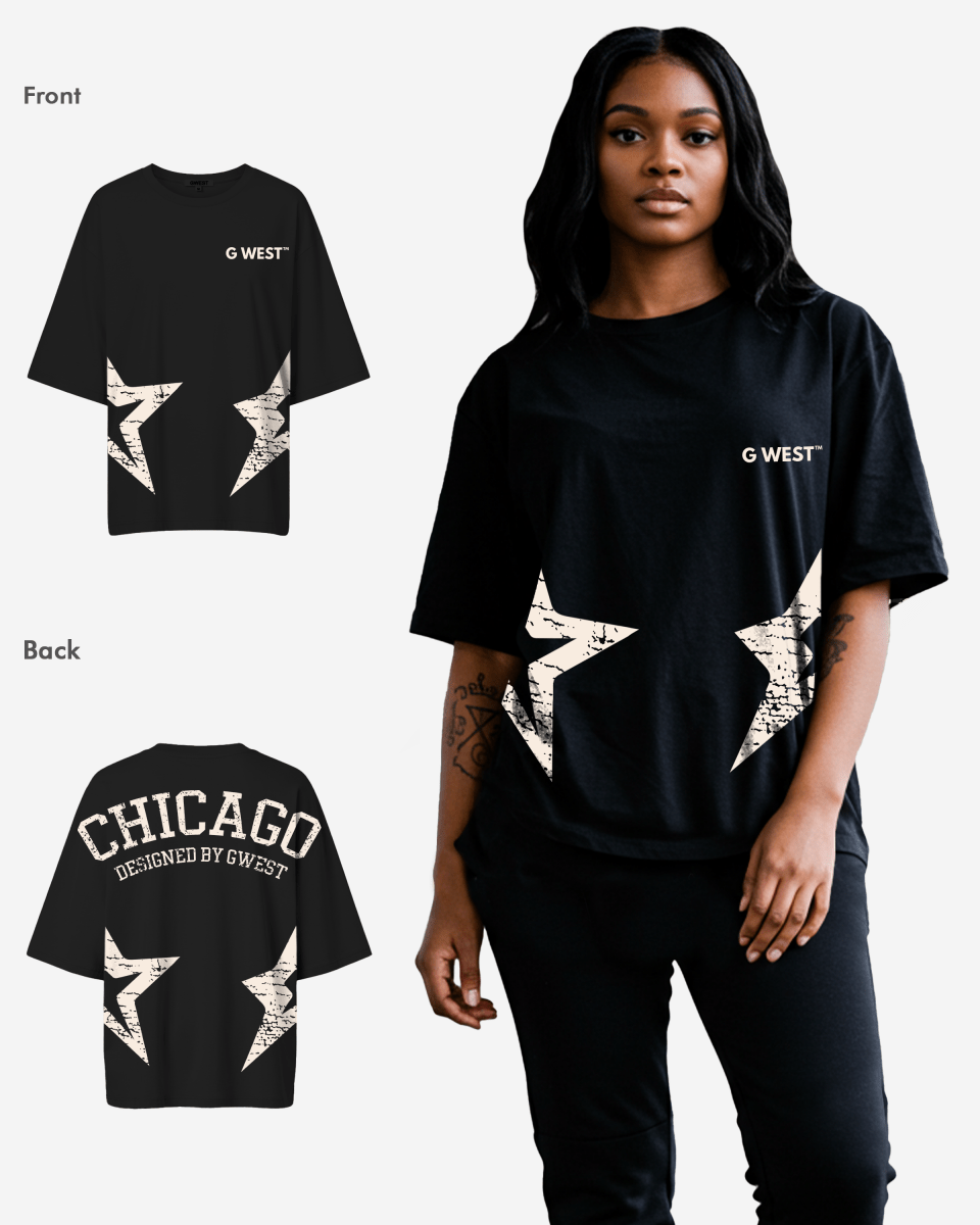 G West Oversized Chicago Arch Logo Tee - WOMEN - G West