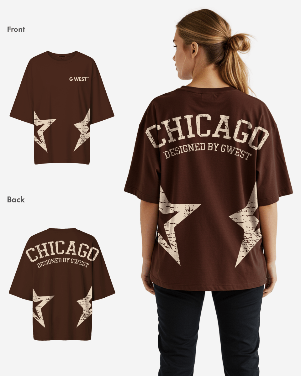G West Oversized Chicago Arch Logo Tee - WOMEN - G West