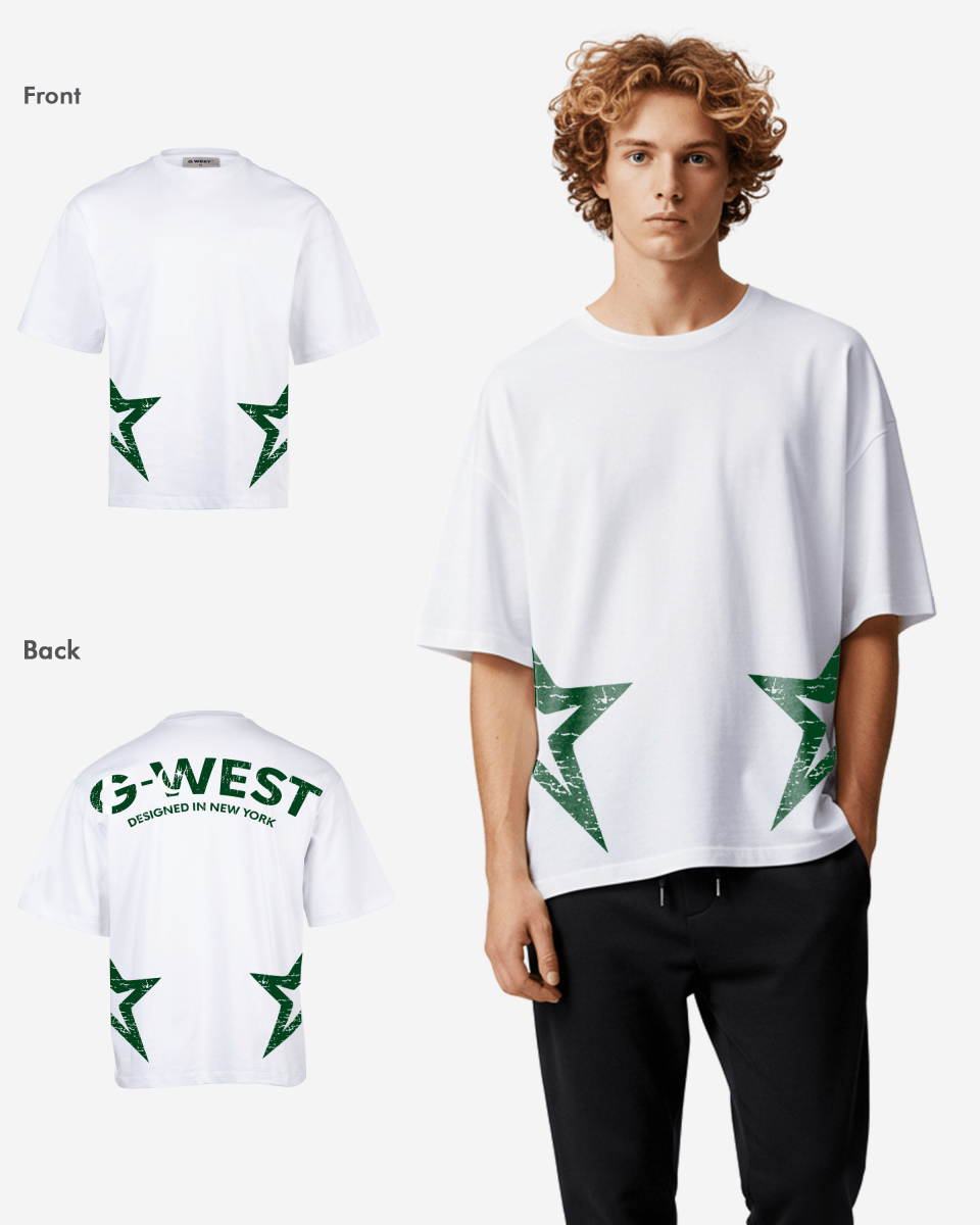G West Oversized Cricket White T-Shirt : Gwdtfl2404 - 1 Colors - G West