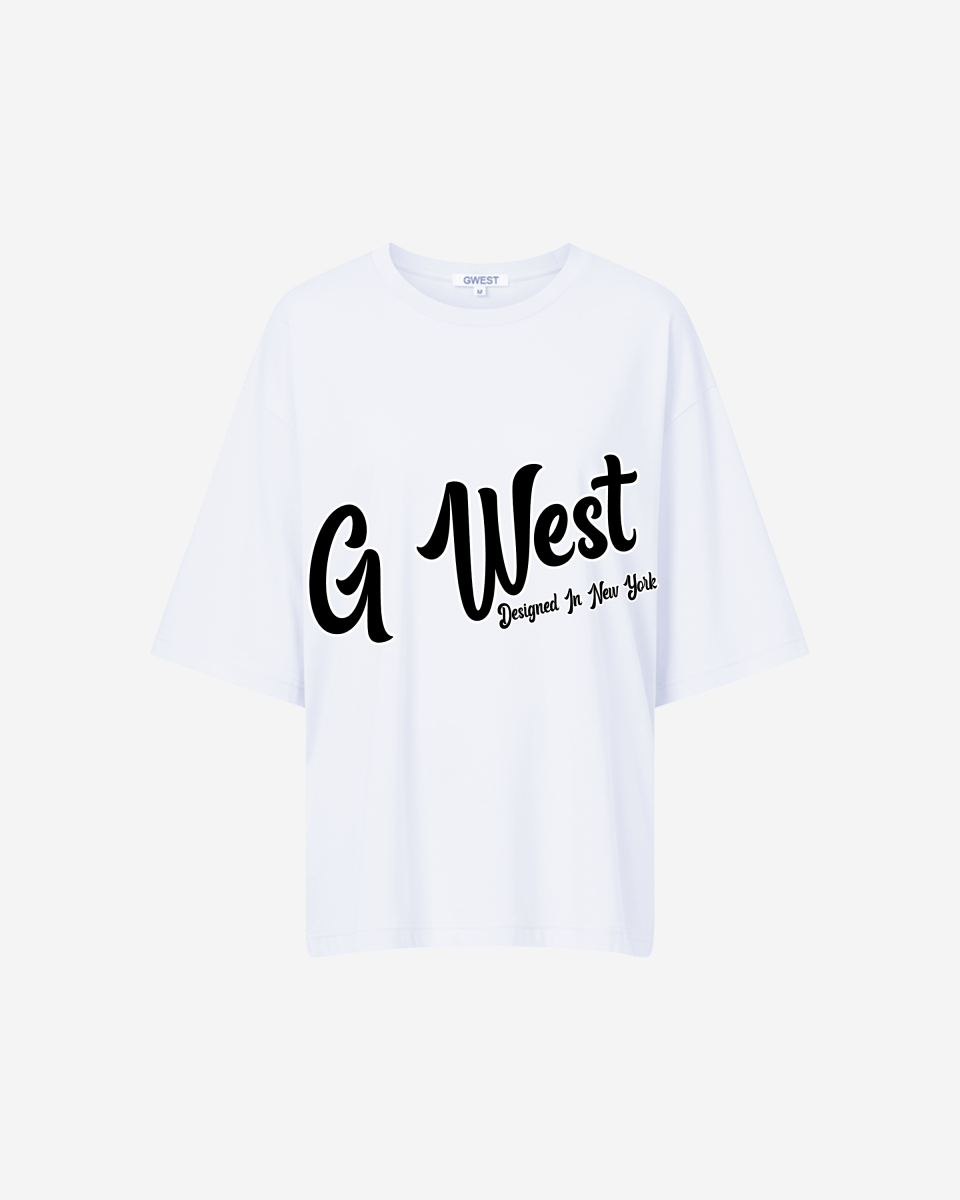 G West Oversized Cursive Logo Black Tee - WOMEN - G West