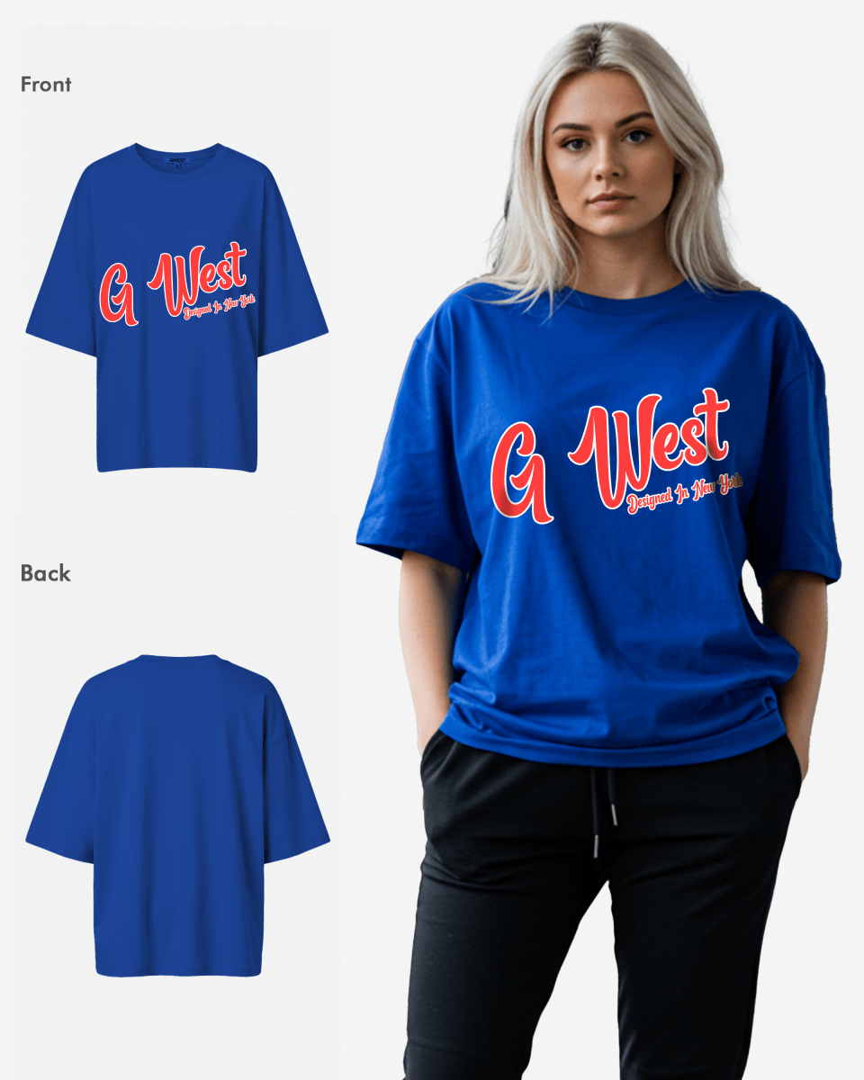 G West Oversized Cursive Logo Black Tee - WOMEN - G West