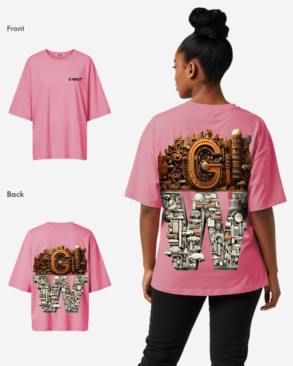 G WEST OVERSIZED DETROIT MOTORCITY T - SHIRT - WOMEN - G West