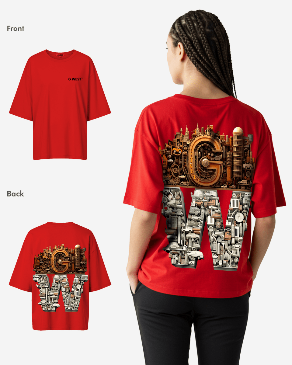 G WEST OVERSIZED DETROIT MOTORCITY T - SHIRT - WOMEN - G West