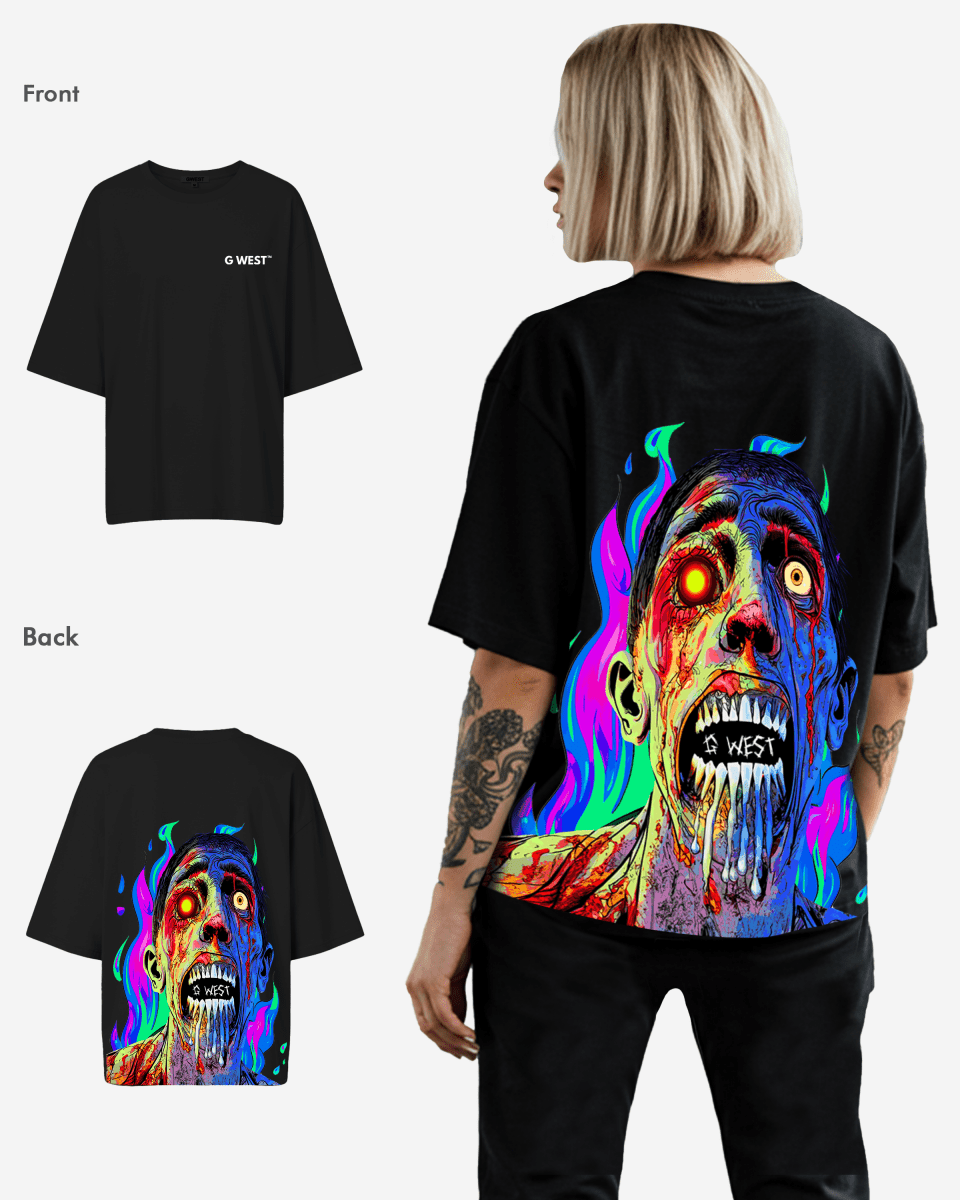 G West Oversized Flaming Zombie Tee - WOMEN - G West