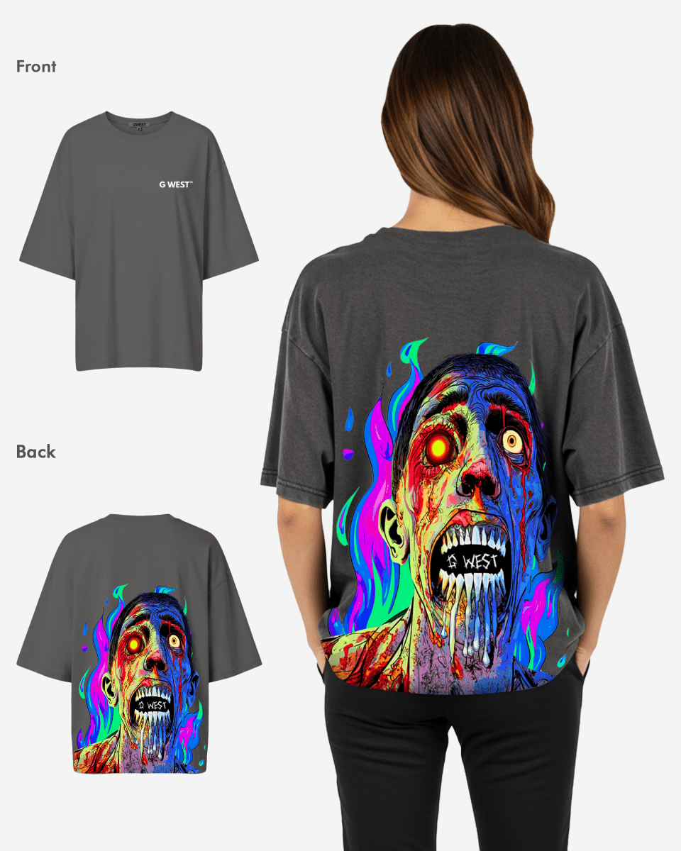 G West Oversized Flaming Zombie Tee - WOMEN - G West