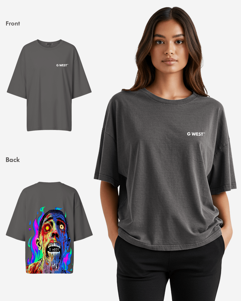 G West Oversized Flaming Zombie Tee - WOMEN - G West