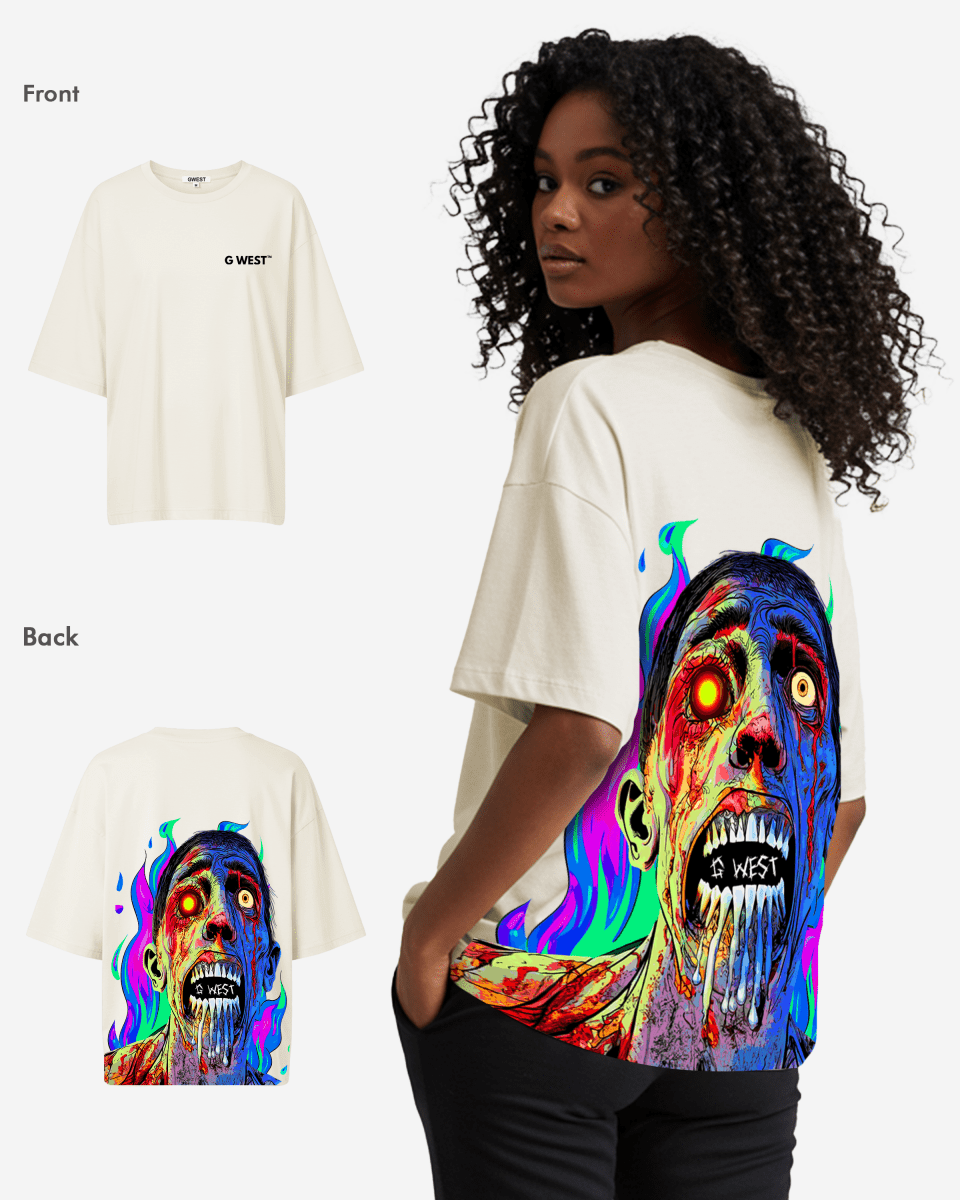 G West Oversized Flaming Zombie Tee - WOMEN - G West