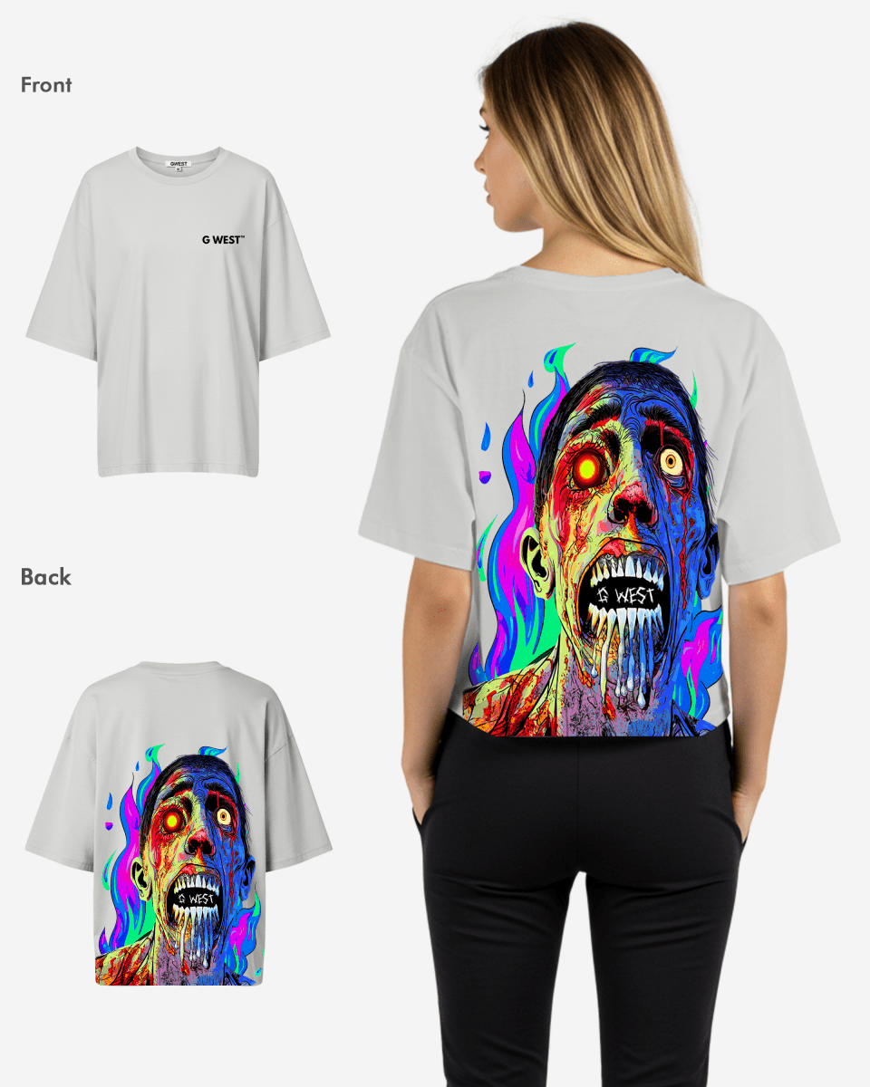 G West Oversized Flaming Zombie Tee - WOMEN - G West