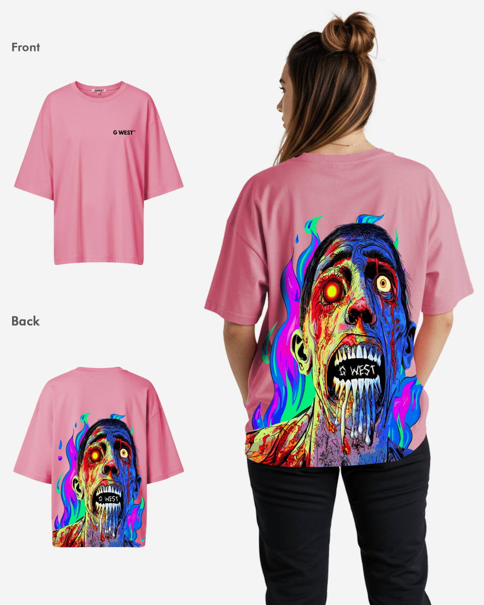 G West Oversized Flaming Zombie Tee - WOMEN - G West