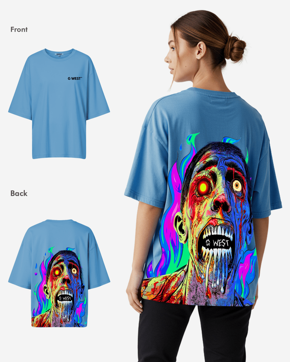 G West Oversized Flaming Zombie Tee - WOMEN - G West