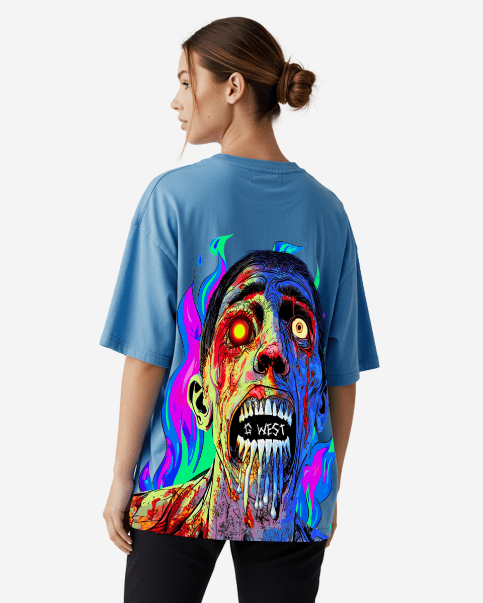 G West Oversized Flaming Zombie Tee - WOMEN - G West