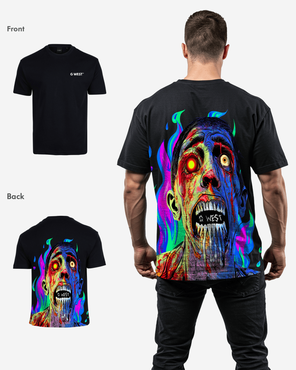 G West Oversized Flaming Zombie Tee - G West
