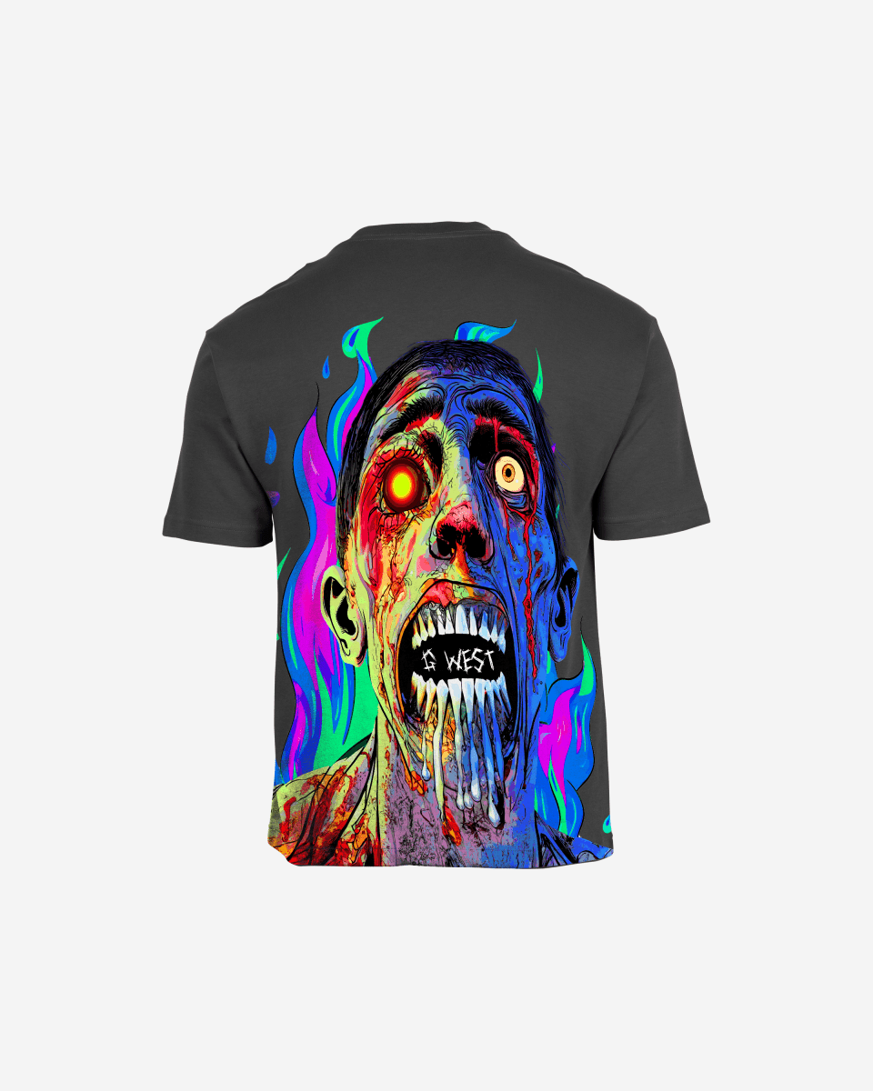 G West Oversized Flaming Zombie Tee - G West