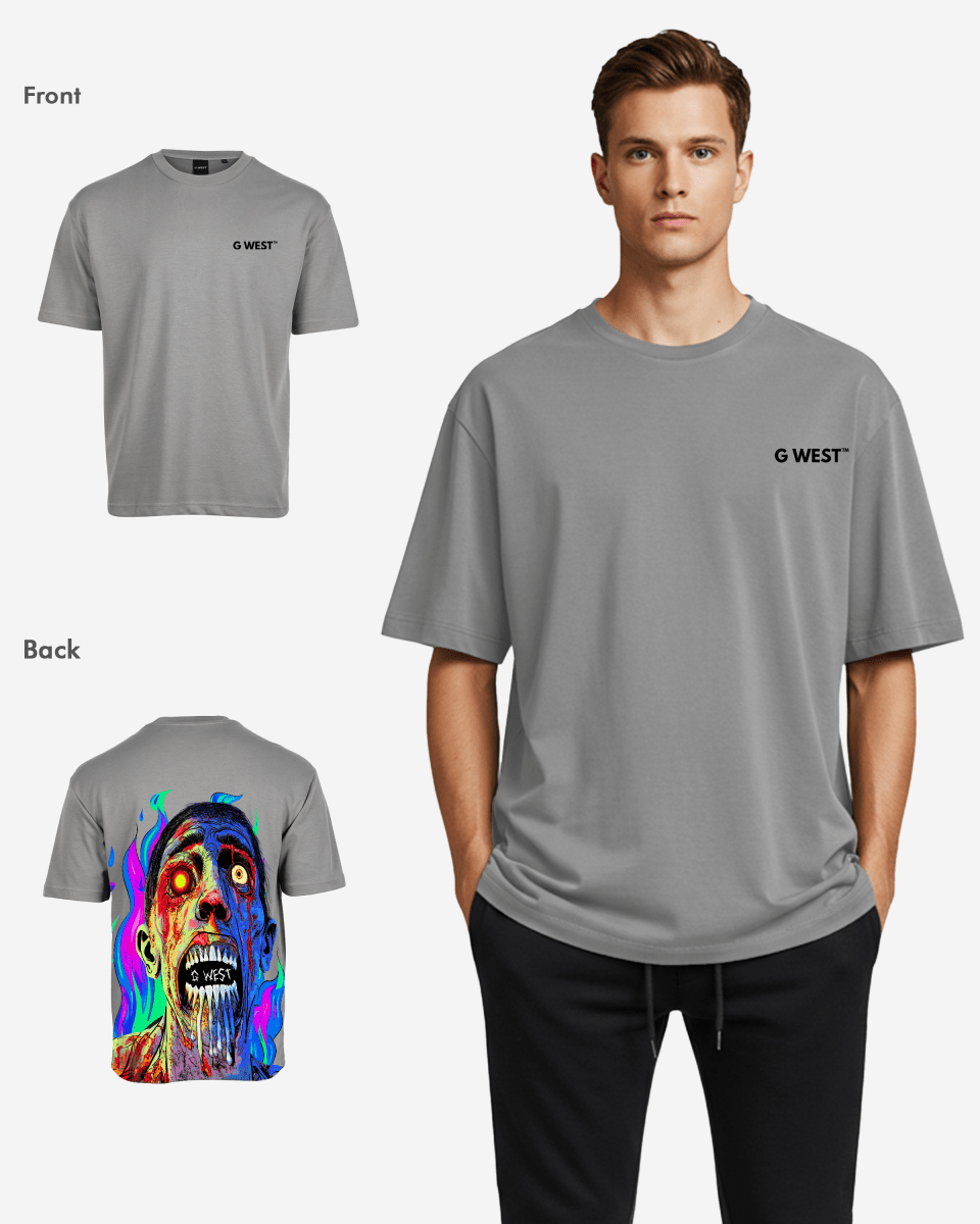 G West Oversized Flaming Zombie Tee - G West