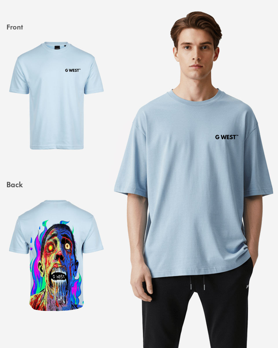 G West Oversized Flaming Zombie Tee - G West