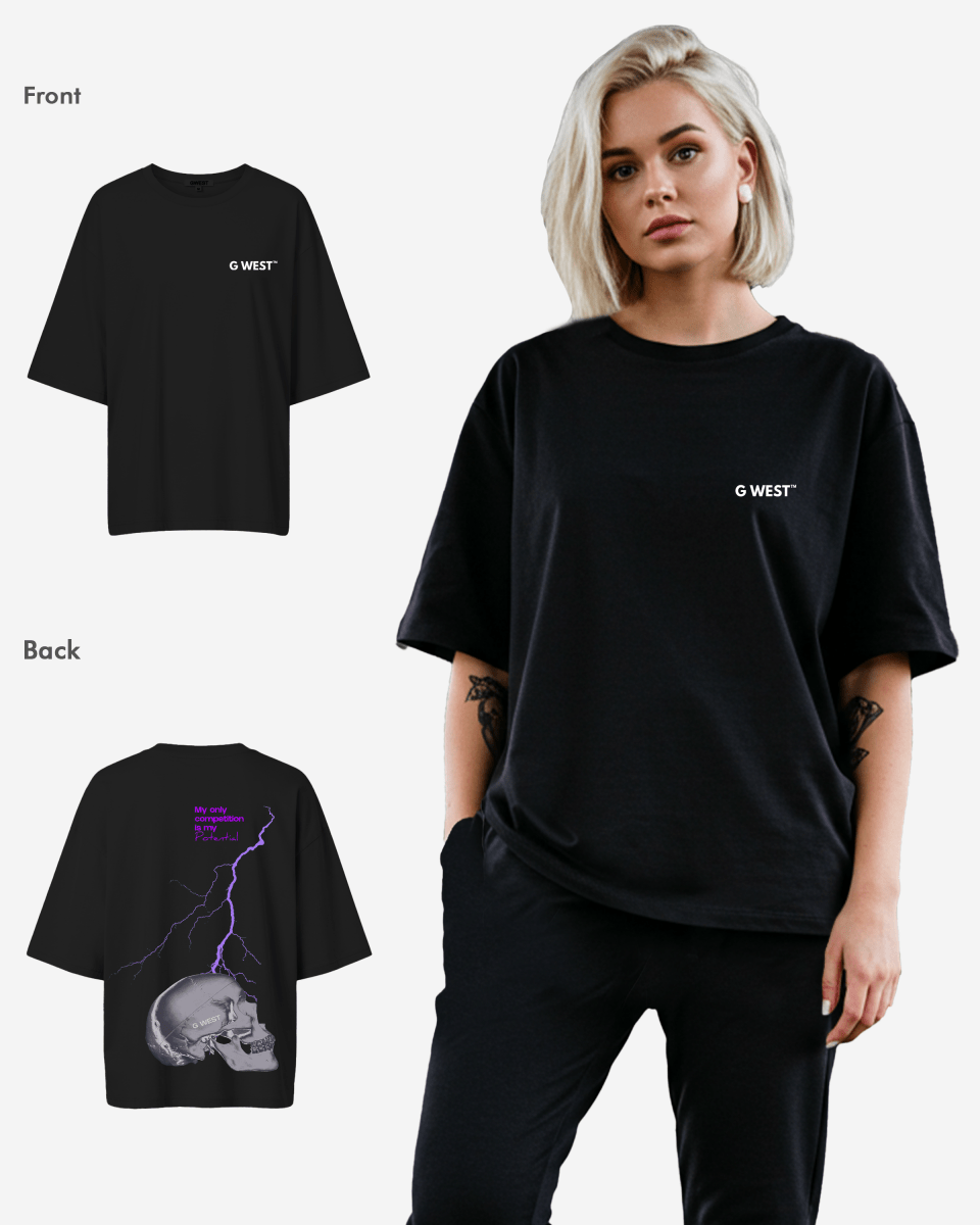 G West Oversized Lighting Skull Tee - Women - G West
