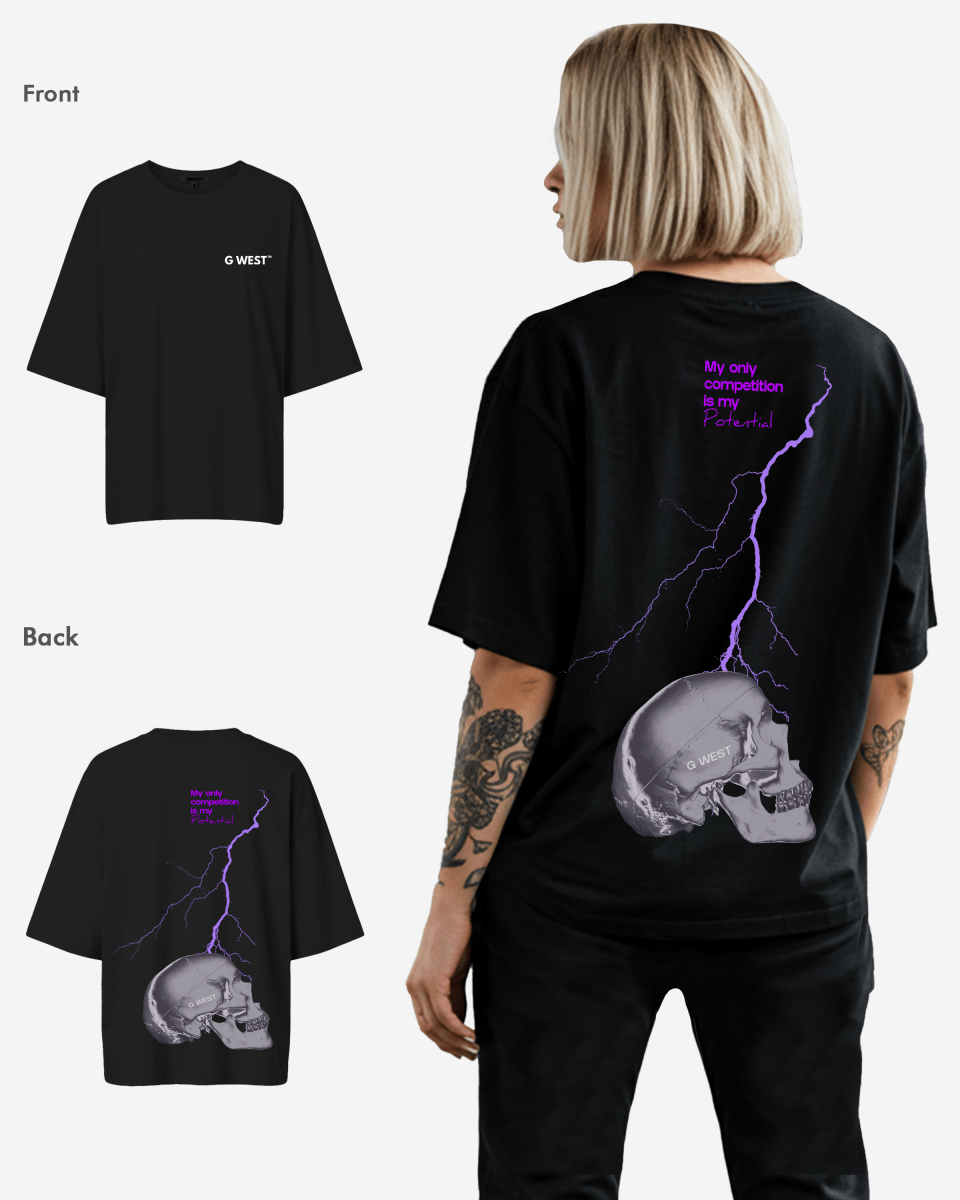 G West Oversized Lighting Skull Tee - Women - G West