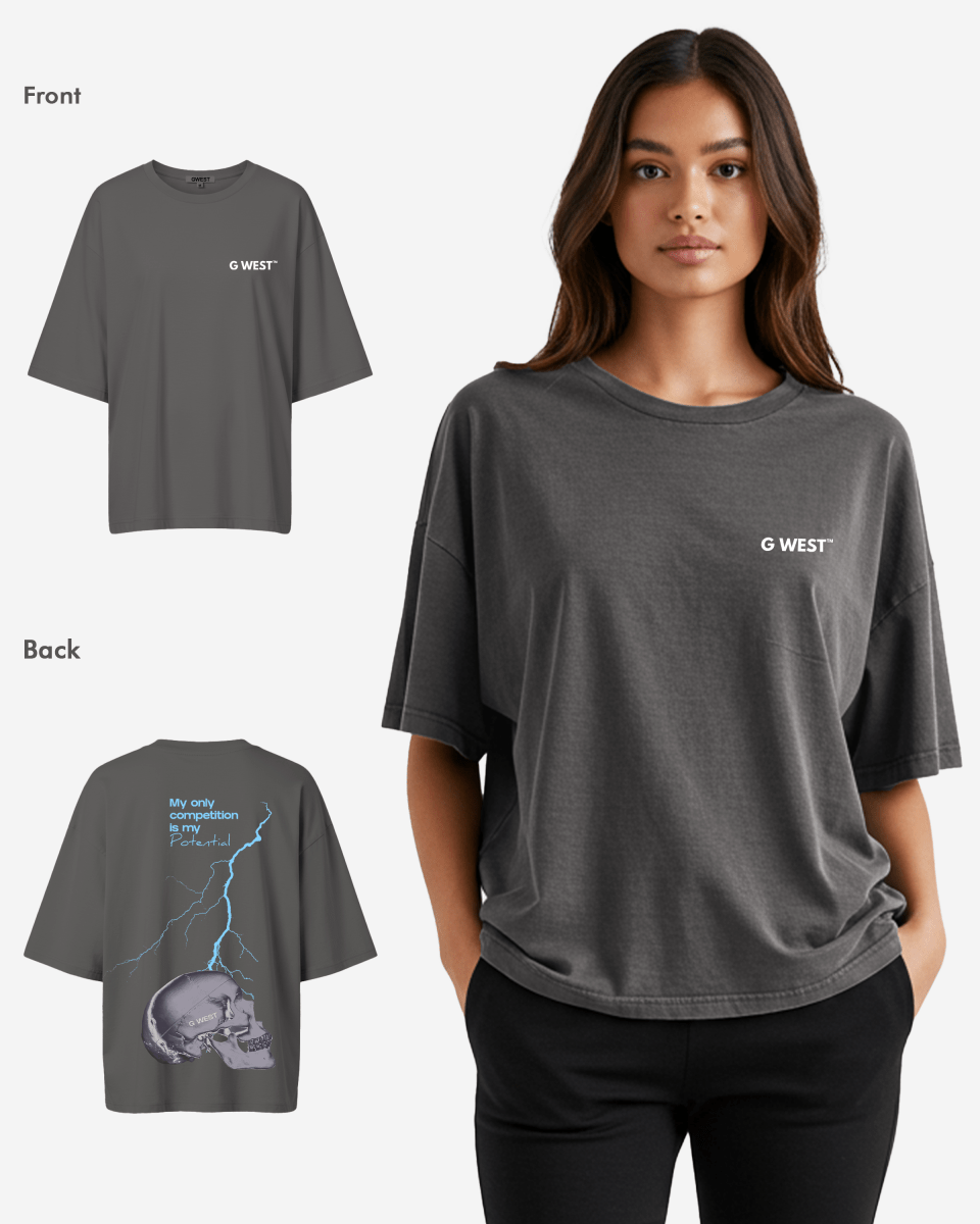 G West Oversized Lighting Skull Tee - Women - G West
