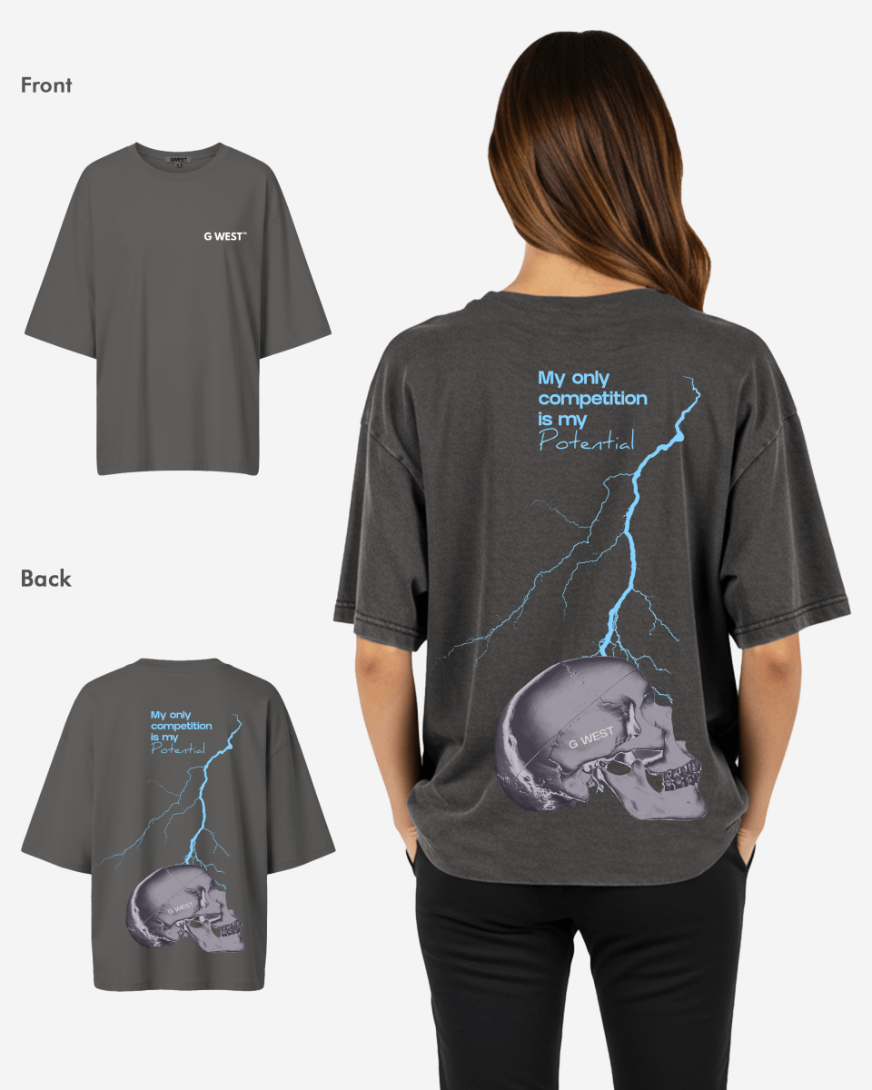 G West Oversized Lighting Skull Tee - Women - G West