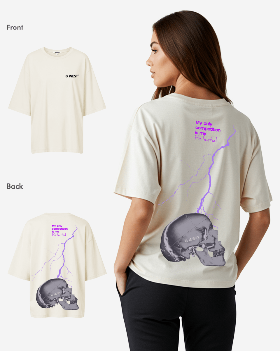 G West Oversized Lighting Skull Tee - Women - G West