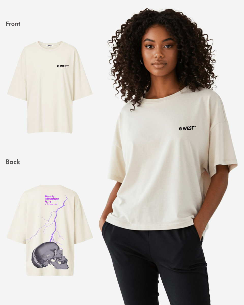 G West Oversized Lighting Skull Tee - Women - G West