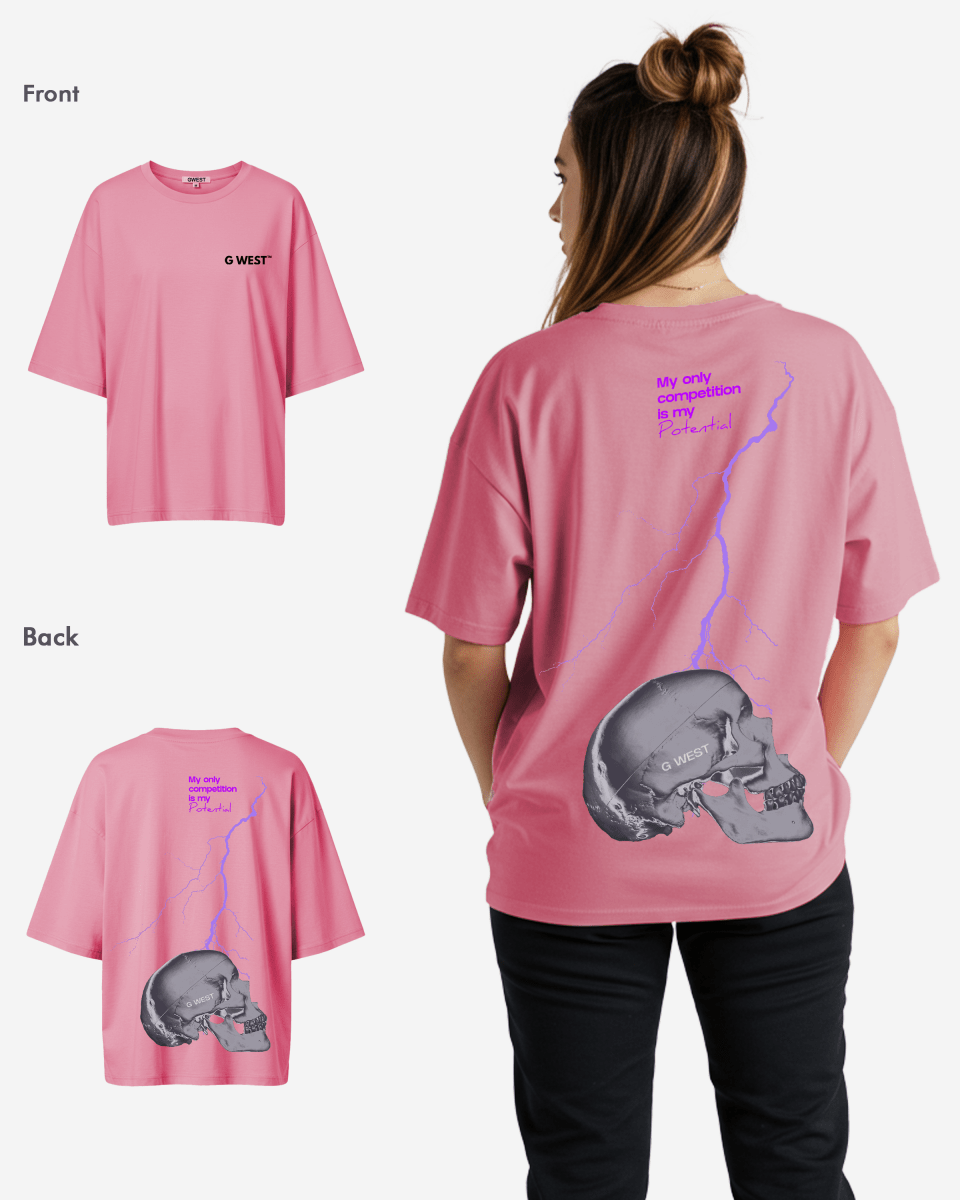 G West Oversized Lighting Skull Tee - Women - G West