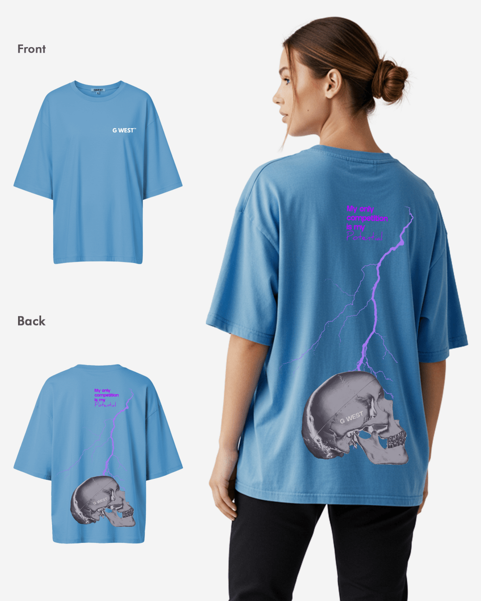 G West Oversized Lighting Skull Tee - Women - G West