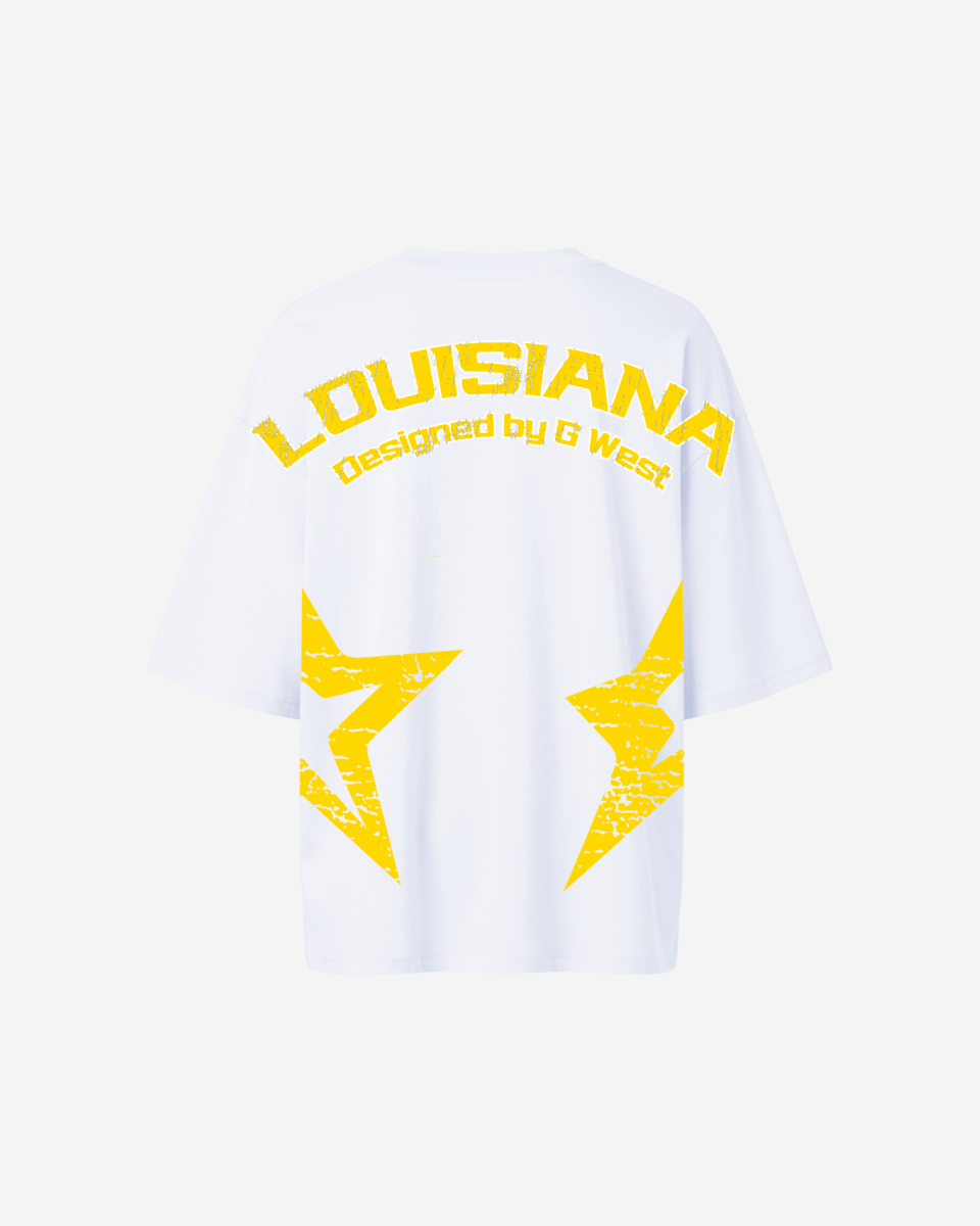 G West Oversized Louisiana Arch Logo Black Tee - WOMEN - G West