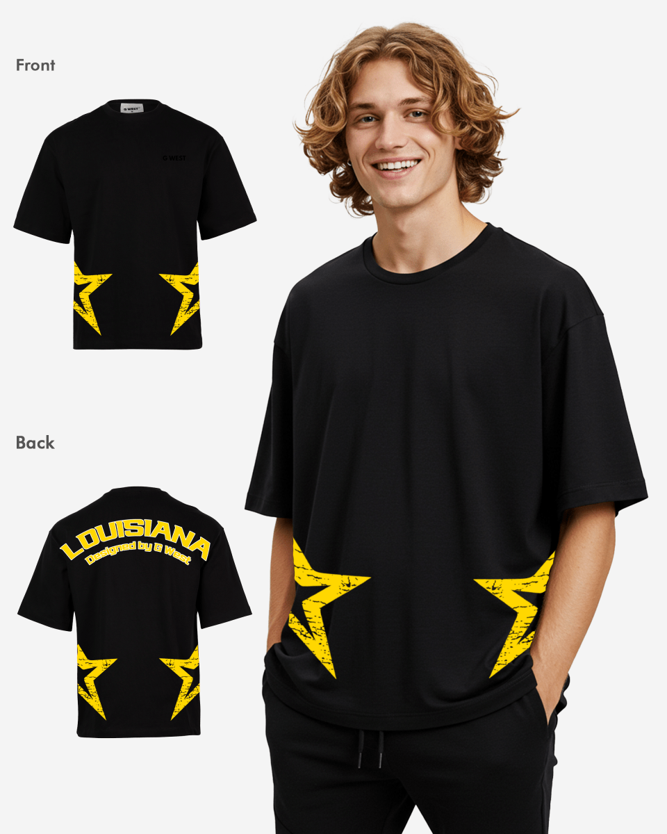 G West Oversized Louisiana Arch Logo Black Tee - G West