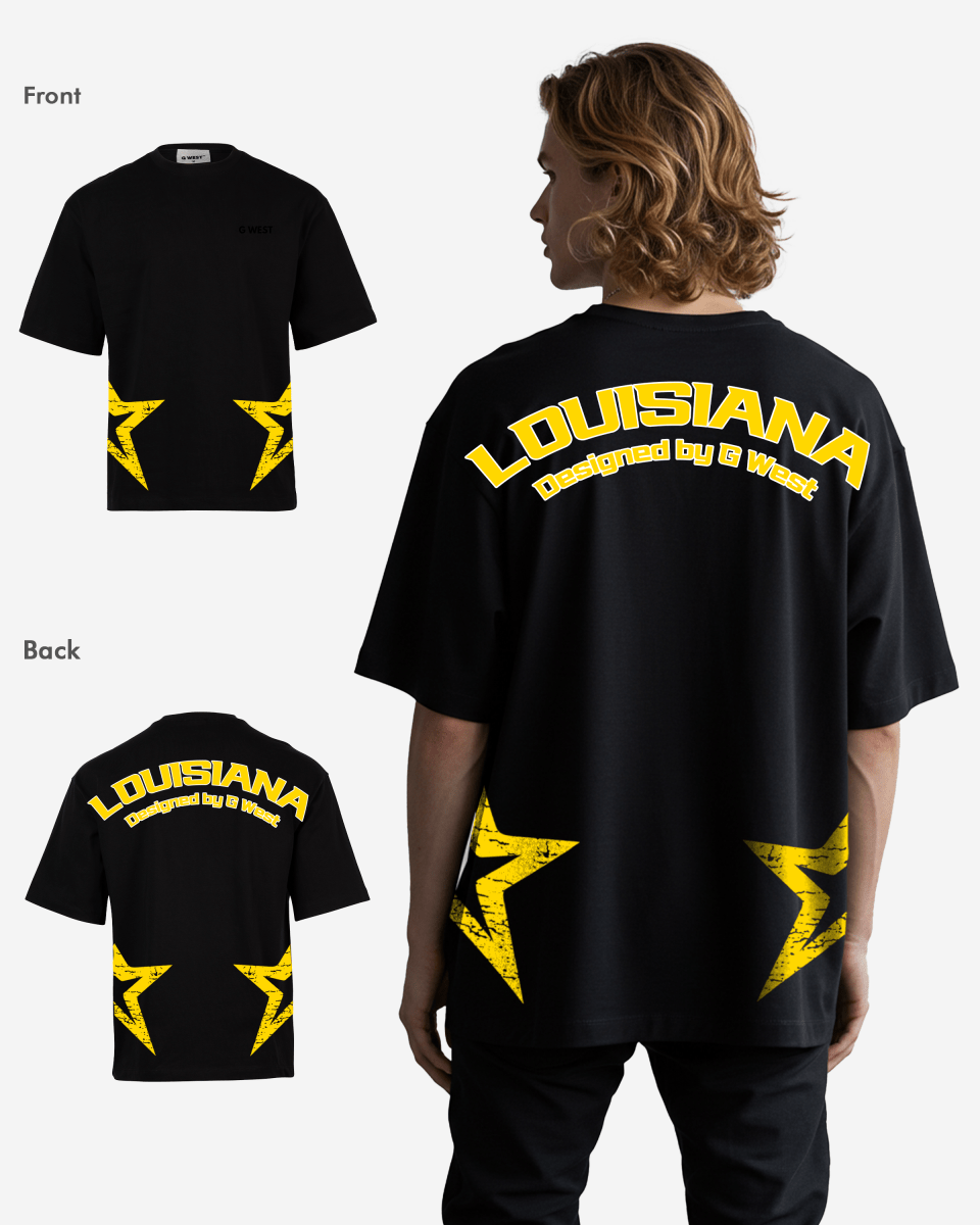 G West Oversized Louisiana Arch Logo Black Tee - G West