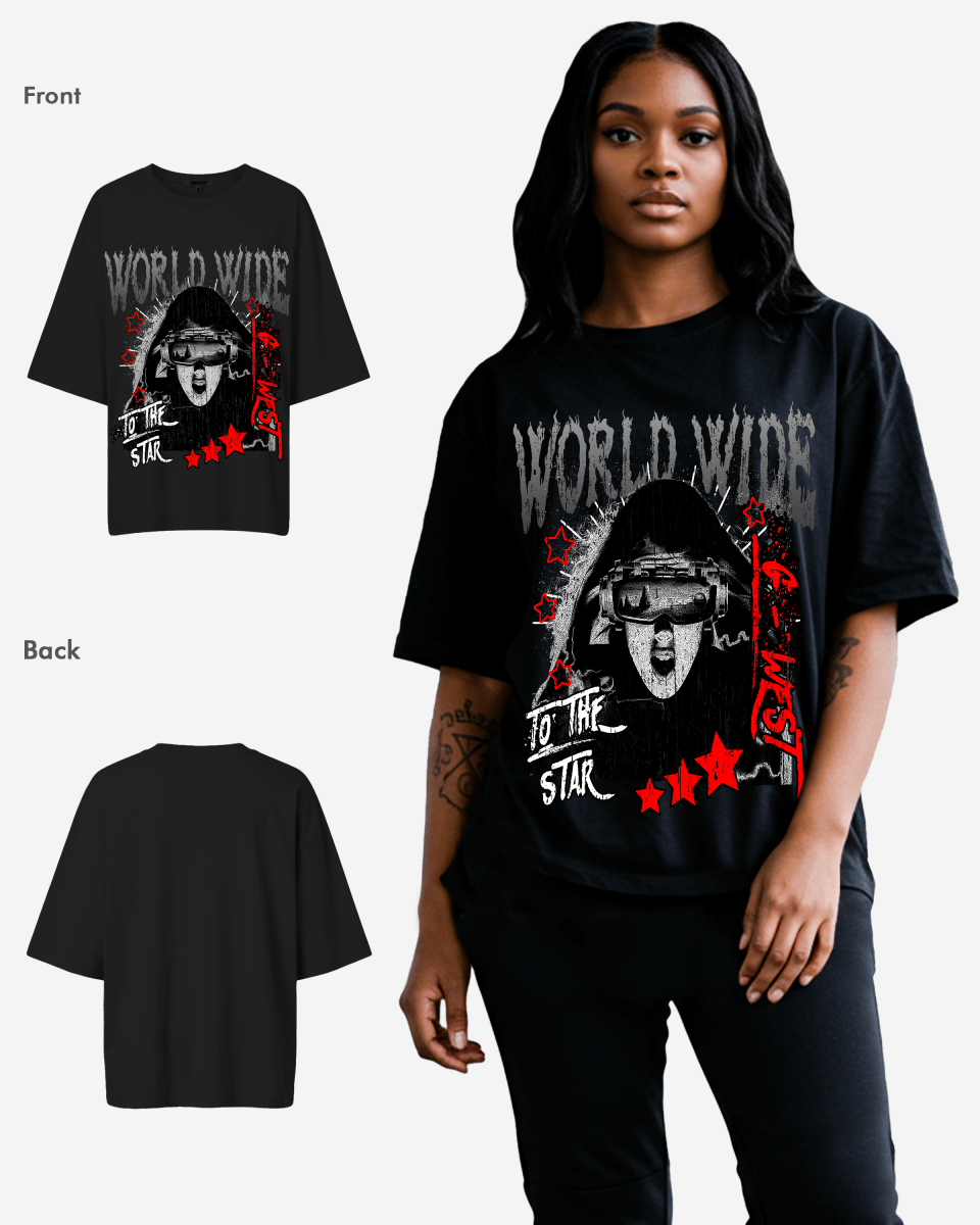 G West Oversized Old World Wide Star T Shirt - WOMEN - G West