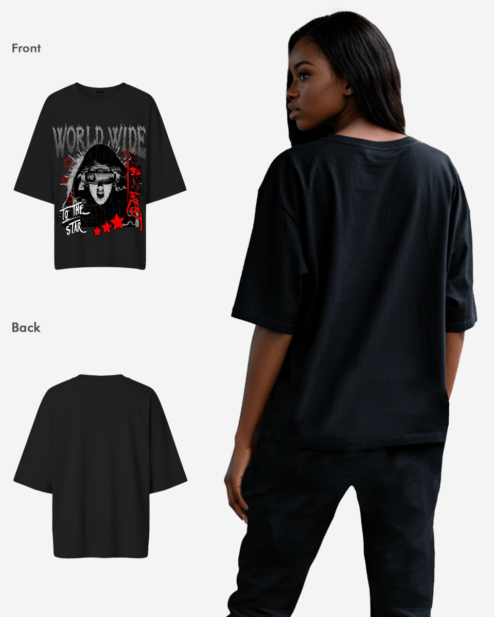 G West Oversized Old World Wide Star T Shirt - WOMEN - G West