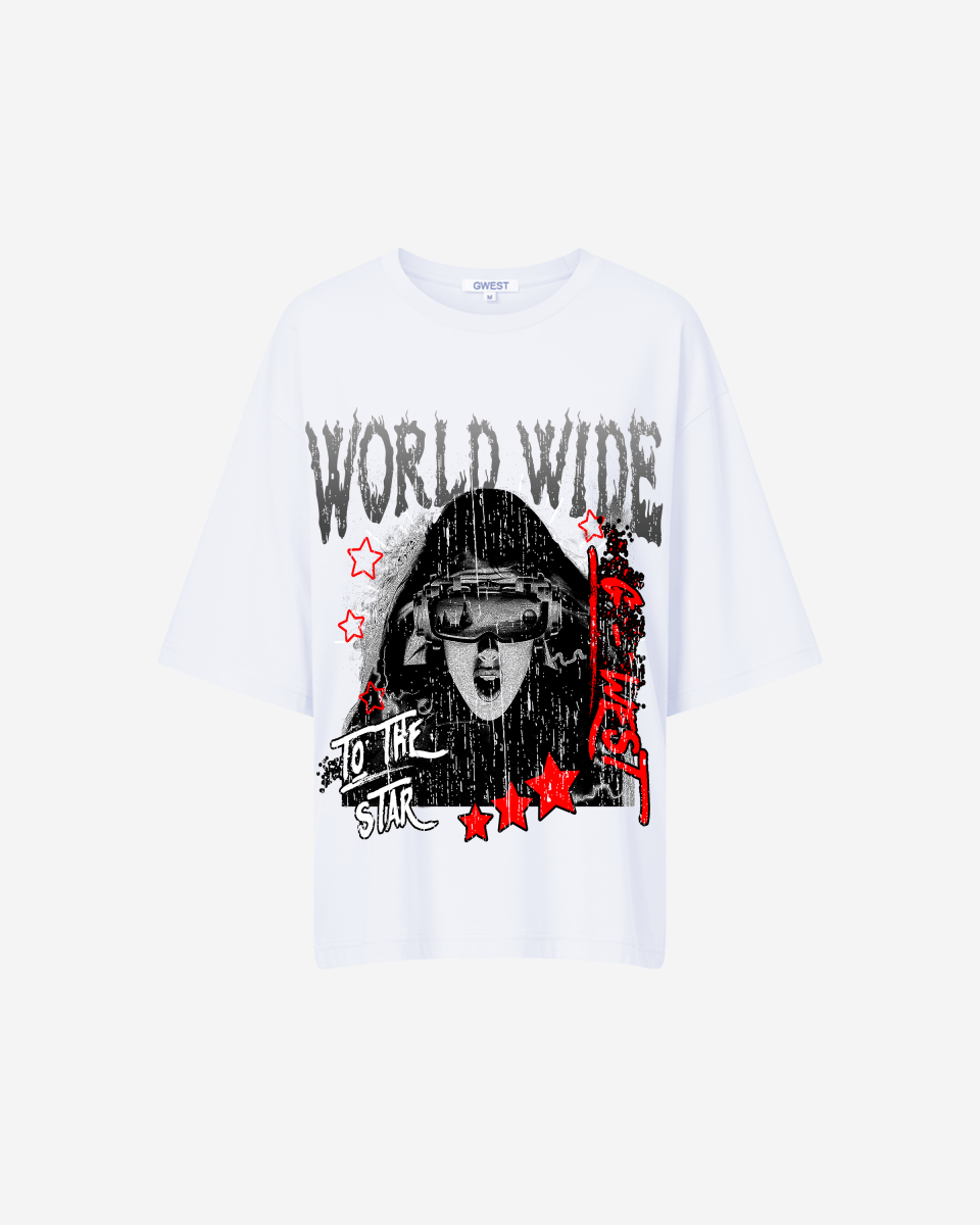 G West Oversized Old World Wide Star T Shirt - WOMEN - G West