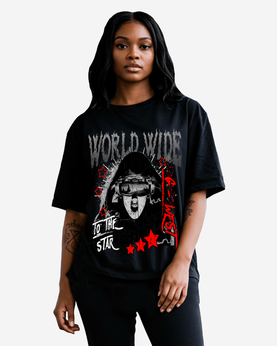 G West Oversized Old World Wide Star T Shirt - WOMEN - G West