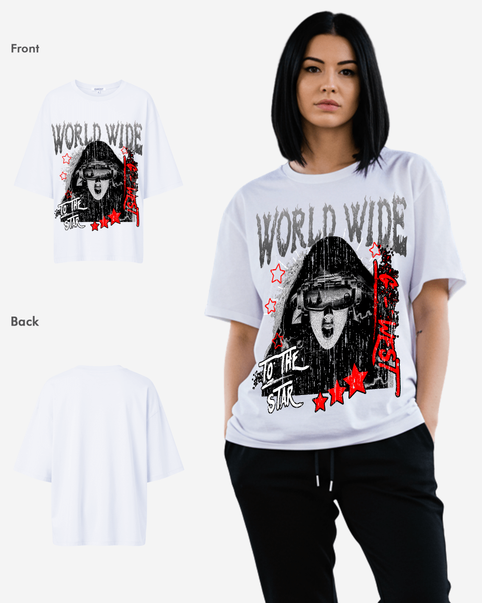 G West Oversized Old World Wide Star T Shirt - WOMEN - G West