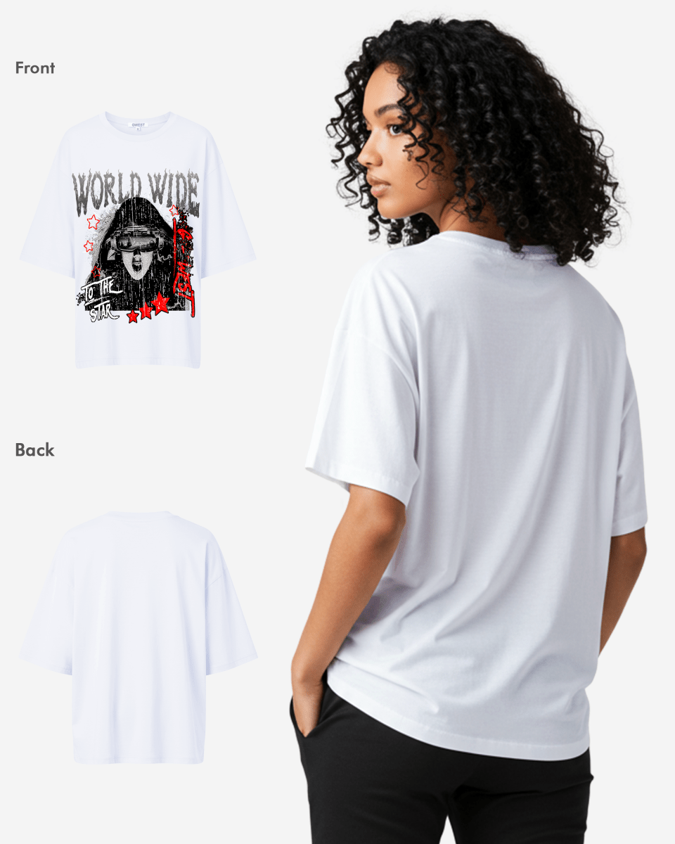 G West Oversized Old World Wide Star T Shirt - WOMEN - G West