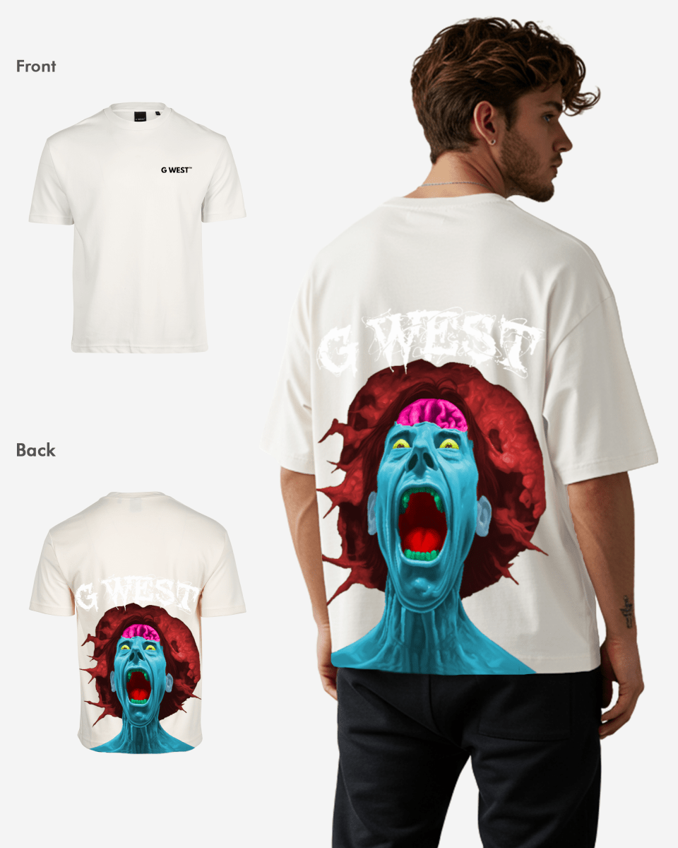 G West Oversized Premium Erupt Brain T-Shirt - G West