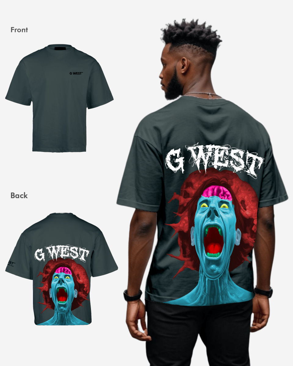 G West Oversized Premium Erupt Brain T-Shirt - G West