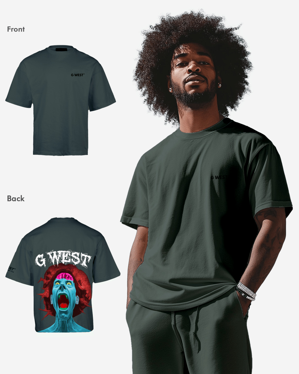 G West Oversized Premium Erupt Brain T-Shirt - G West
